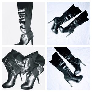 High top nylon stretchy back tight fit heel boots